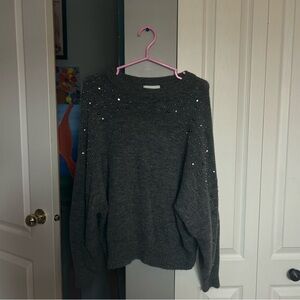 Gray Sweater with Embellishments
